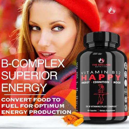 Miniatura 2 de THE ENCLARE NUTRITION Vitamina B12 - Complejo de vitamina B con vitamina C, biotina, inositol, ácido fólico, vitaminas B, vitaminas B1, B2, B3, B4