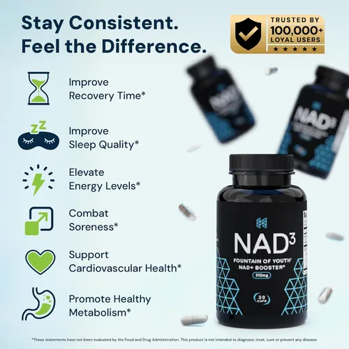Miniatura 7 de HPN NAD+ Booster - Alternativa de ribósido de nicotinamida (NAD3) para hombres y mujeres Activador NRF2 antienvejecimiento, superior al NADH