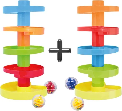 WEofferwhatYOUwant Juguete de bola – Juego de torre STEM expandible de 14 piezas para niños pequeños de 9 meses | Puente de bricolaje, bolas de