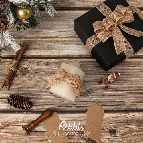 Miniatura 3 de Ribbli Cinta de arpillera natural con alambre, 1 pulgada x 20 yardas continuas, cinta de borde con alambre para coronas, lazos grandes, decoración