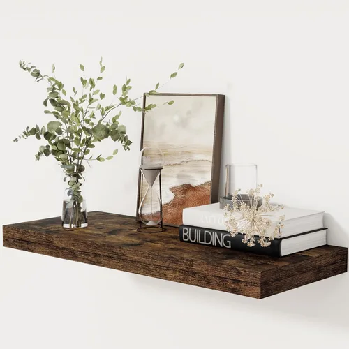 Miniatura 35 de Fun Memories - Estante flotante de 12 pulgadas, estantes de pared de madera rústica para decoración de pared y almacenamiento, estante flotante