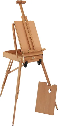 Creative Mark Monet Caballete de madera de nogal francés y caja de bocetos, caballete de arte ligero portátil con almacenamiento para adultos, ideal
