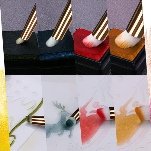 Miniatura 4 de UNIMEIX Mini pinceles de mezcla para hacer tarjetas, juego de pintura en miniatura seca para fondo, pinceles de pintura pequeños y detallados Blanco