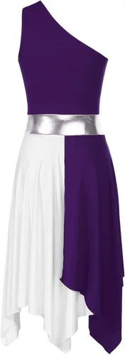 Miniatura 45 de easyforever Vestido de baile sin mangas con bloques de color para mujer, alabanza litúrgica, ropa de baile lírico, vestido de bata de adoración