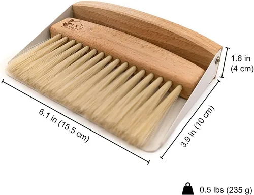 Miniatura 6 de A&J Koti - Barredora de migas de mesa, pequeño juego combinado de recogedor de metal y cepillo de mano, migas de madera para servidores