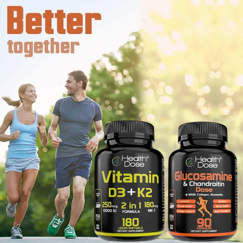 Miniatura 5 de Health Dose Suplemento de vitamina D3 10,000 UI + K2 (MK7), fórmula 2 en 1, apoyo inmunológico, un estado de ánimo saludable, corazón