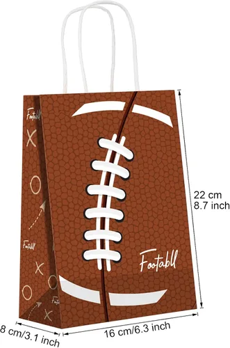 Miniatura 2 de Zonon 20 bolsas de regalo de fiesta de fútbol, bolsas de regalo de papel con patrón de fútbol, golosinas con asas, para equipos deportivos de rugby