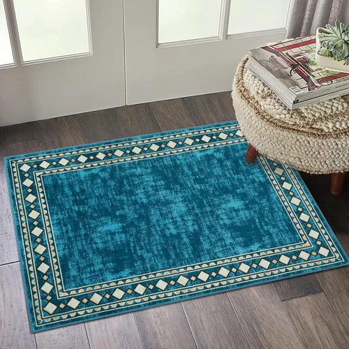 Miniatura 15 de WESTLOOM Alfombra de pasillo de 2 x 6 pies, lavable, moderna, con bordes, antideslizante, resistente a las manchas, borde geométrico, alfombra