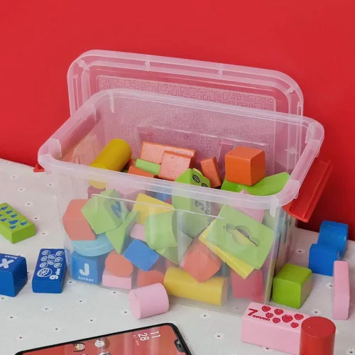 Miniatura 3 de Mini caja de almacenamiento de plástico con asa, 3 cuartos de galón, paquete de 6