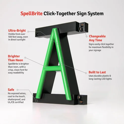 Miniatura 8 de SpellBrite Letrero para restaurantes Letreros relacionados con comida para llevar y llevar con aspecto de neón, luz LED verde 28.1 x 6.3 pulgadas