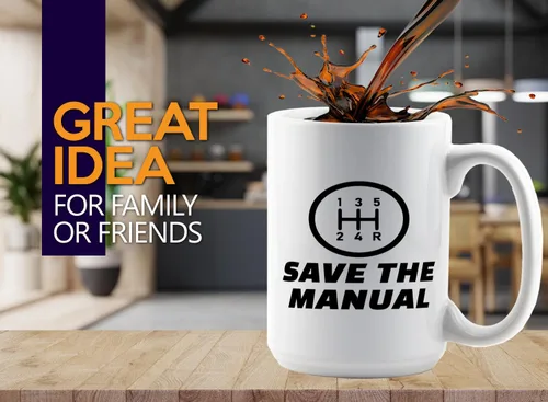 Miniatura 2 de Carguy Taza de café 15oz Blanco -guarde los manuales - Funny Sarcasm Car Lover Owner Enthusiast Mechanics Racing Street Racer Road Trip Organized