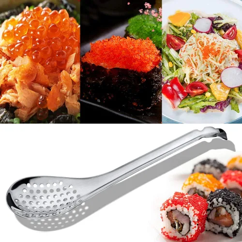 Miniatura 5 de Cuchara de esferificación - Juego de 2 cucharas de esferificación de acero inoxidable Molecular Slotted Bar Spoon Kitchen - KICW0071 (Plata)