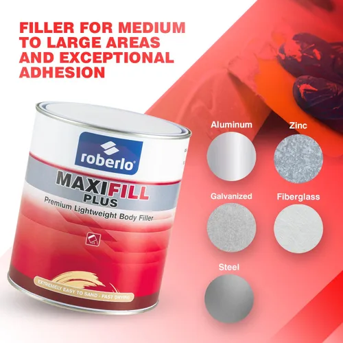 Miniatura 7 de Roberlo Maxifill Plus Premium - Relleno ligero de carrocería de 3 litros + endurecedor - Fácil de lijar, alta capacidad de dispersión
