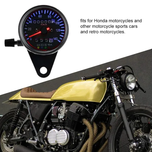 Miniatura 9 de KIMISS Medidor universal para motocicleta, para Cafe Racer & Cruisers, kit de velocímetro retroiluminación LED de 12 V, pantalla dual, fácil