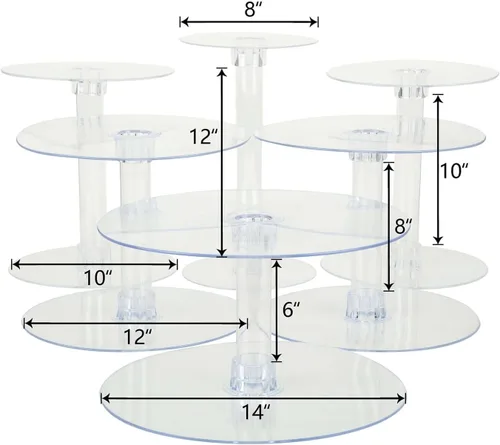 Miniatura 3 de Efavormart - Soporte para decoración de postres de 6 niveles de cristal acrílico resistente para decoración de postres para fiesta de cumpleaños