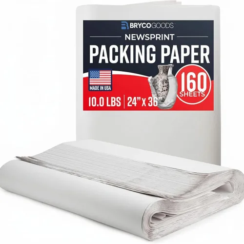 Bryco Goods Hojas de papel de embalaje de papel de periódico de 24 x 36 pulgadas para mudanzas, 160 hojas, 10 libras, fabricadas en Estados Unidos,