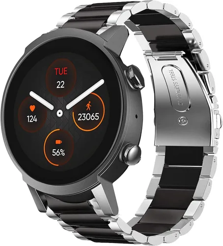 Miniatura 8 de Lamshaw Compatible con correas Ticwatch E3, correa de repuesto de metal de acero inoxidable compatible con Ticwatch E3 Smart Watch Negro