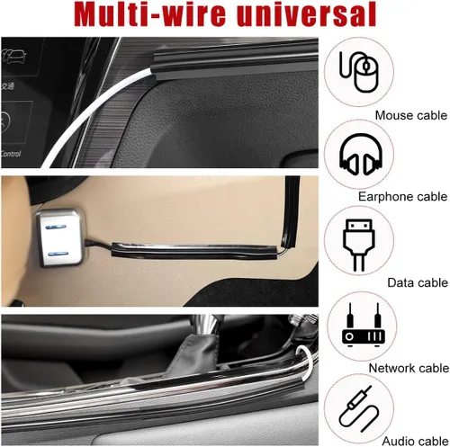 Miniatura 6 de Ohleats 8 fundas de alambre ocultas para automóvil, funda protectora oculta para cable autoadhesivo, funda organizadora de cable de alambre dividido