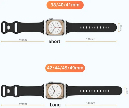 Miniatura 7 de Maledan Paquete de 6 correas compatibles con Apple Watch de 38mm 40mm 41mm 42mm 44mm 45mm 46mm 49mm, mujeres y hombres, correa deportiva de silicona