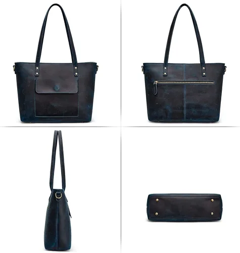 Miniatura 27 de S-ZONE Bolso bandolera vintage de cuero genuino para mujer