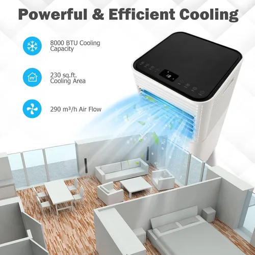 Miniatura 2 de PETSITE Aire acondicionado portátil, unidad de enfriamiento de CA de 8000 BTU para habitación, unidad de CA 3 en 1 con enfriador de aire, ventilador