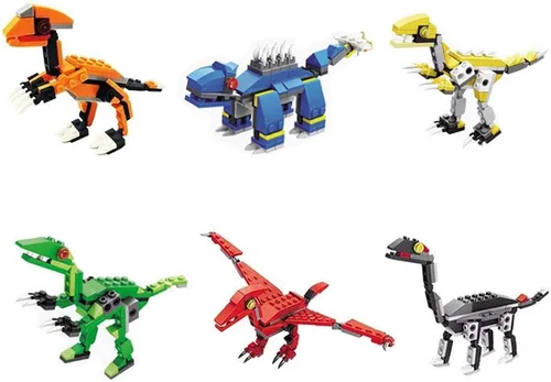 Miniatura 3 de Anditoy Paquete de 4 juguetes de bloques de construcción de dinosaurios en huevos gigantes para niños y niñas, rellenos de cesta de Pascua, regalos