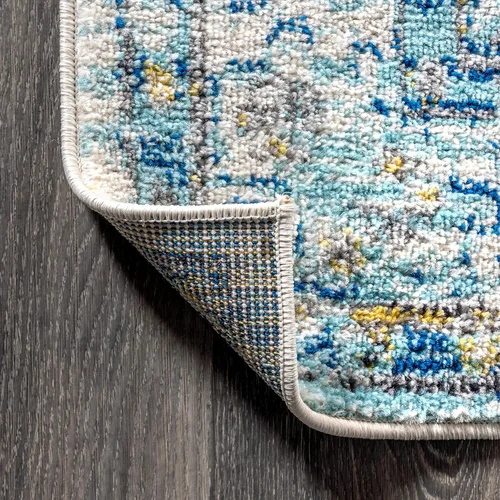 Miniatura 4 de JONATHAN Y Alfombra moderna de estilo bohemio vintage con medallón crema/azul, de 4 x 6 pies, bohemio, tradicional, fácil de limpiar, para sala