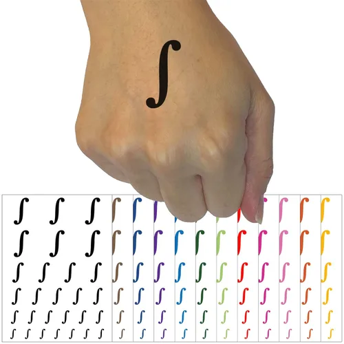 Colección de arte corporal falso, símbolo de matemáticas integral, tatuaje temporal, resistente al agua, color negro (una hoja)
