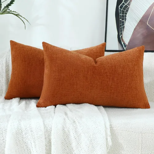 Miniatura 12 de Stellhome Blue Grey Chenille Throw Pillow Covers 16x16 Inch Set of 2, Soft Line Textured Cushion Cases, Modern Farmhouse Boho Home Decor for Couch