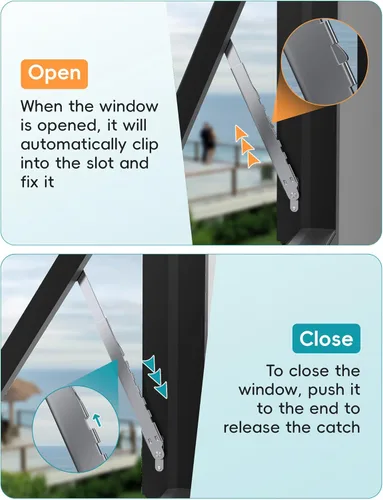 Miniatura 3 de Bisagras de ventana, soportes de ventana, cerradura de ventana, barra telescópica de múltiples ranuras para ventana colgada, SUS304, 1 par, 10