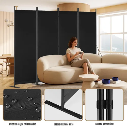 Miniatura 5 de Divisor de habitación, pantalla plegable de privacidad de 6 pies de alto, divisor de pared portátil de 88 pulgadas de ancho para separación