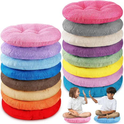 Fumete 16 piezas de 16 pulgadas cojines de piso redondos para niños y bebés, asientos flexibles para salón de clases, almohada de piso para el Arco