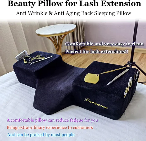 Miniatura 5 de Puransen Almohada de cabeza para amarre, almohada ergonómica de espuma viscoelástica con organizadores laterales, soporte para cuello y espalda