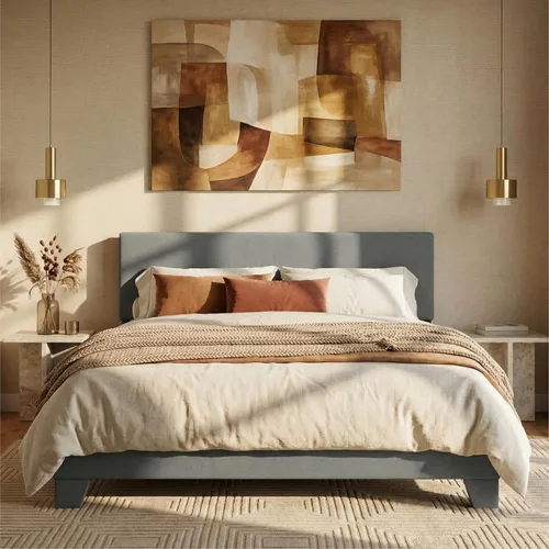 Miniatura 8 de SHA CERLIN Base de cama tamaño King con cabecera ajustable, plataforma tapizada de piel sintética con listones de madera, base de colchón estable