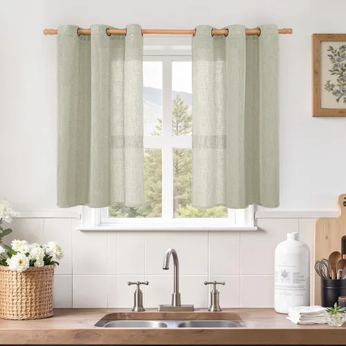 Miniatura 190 de LAMIT Cortinas de lino sintético para dormitorio, paneles filtrantes de luz, cortinas de lino con protección de privacidad con ojales para ventanas