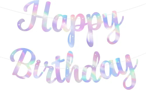 Miniatura 11 de Letrero de Pancarta de Feliz Cumpleaños Negro con Purpurina, Guirnalda de Cumpleaños Pancartas de Pared y Puerta Bandera para Mujeres Hombres Niños