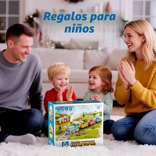 Miniatura 7 de Hot Bee Juego de tren para niños pequeños con vapor - Tren Choo Choo con luz y sonido, juego de tren eléctrico para niños de 2 a 4, juguetes de tren