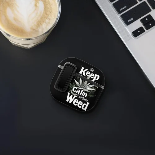 Miniatura 7 de Keep Calm and Smoke Weeds - Funda para auriculares Bluetooth compatible con AirPods 4 con protector de botón negro