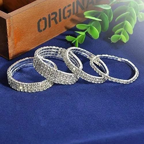 Miniatura 7 de Zealmer . Pulseras para mujer, brillantes, multicolor, con diamantes de imitación, apilables y elásticas