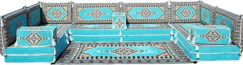 Miniatura 28 de arabicsofa Cojines de piso árabe en forma de U – Sofá tradicional Majlis con sofá otomano