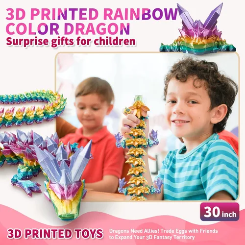 Miniatura 6 de meturebear Dragón Grande Impreso en 3D, Juguetes de Dragón 3D de 30 Pulgadas, Juguetes de Animales de Cristal Fidget Más Grandes, Animales Arcoír