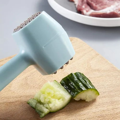 Miniatura 8 de Mazo de martillo ablandador de carne con mango de goma de agarre cómodo, golpeador de carne de doble cara para ablandar carne, carne de res, pollo