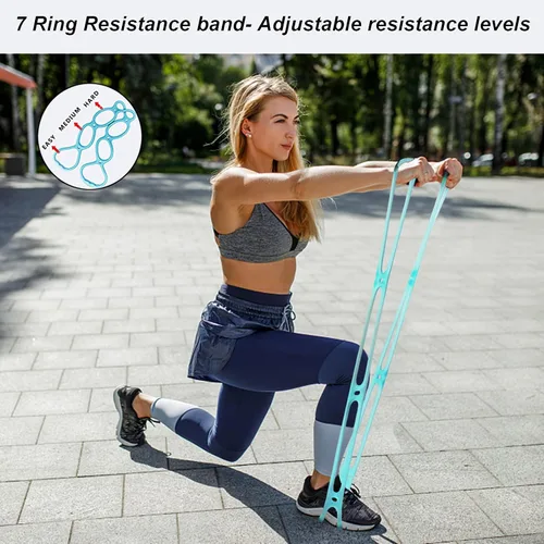 Miniatura 2 de Banda de ejercicio de resistencia elástica de 7 anillos, banda Miracle Miles, estiramiento de yoga, brazo, hombros, pies, piernas fitness, gimnasio