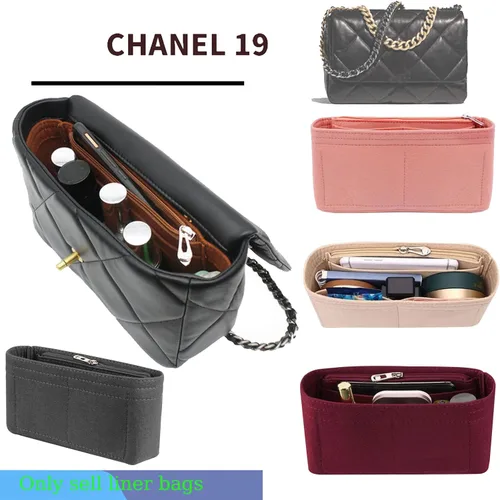 Miniatura 5 de Lckaey Organizador de monedero Inserto para 19 bolso con solapa Organizador de bolsa pequeña con bolsillo lateral con cremallera 1016negro-S