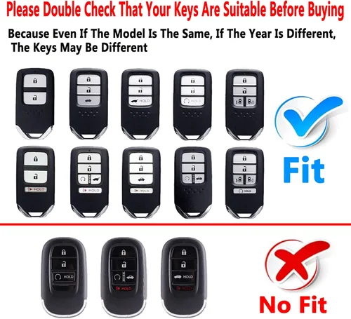 Miniatura 2 de Funda para llavero ShuDay Compatible con Honda Accord Civic Cr-V Hr-V Fit Odyssey Jed Crosstour Crider Accesorios (Negro)