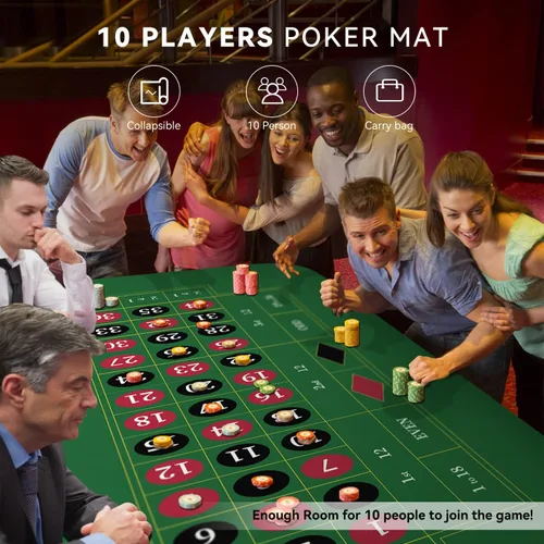 Miniatura 3 de YUZPKRSI Tapete de casino de ruleta de 70 x 35 pulgadas, tapete de póquer enrollable para mesa con bolsa de transporte, diseño de tapete de mesa