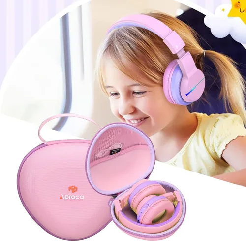 Miniatura 4 de Aproca Funda compatible con auriculares Bluetooth iClever BTH12 / HS19 / BTH26 para niños, bolsa de almacenamiento portátil para accesorios - Rosa