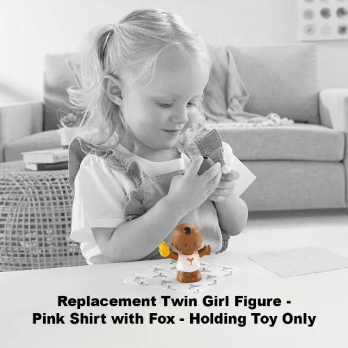 Miniatura 5 de Pieza de repuesto para el juego Fisher-Price Little People Snuggle Twins - GKP69 ~ Figura de niña gemela de repuesto ~ Camisa rosa con zorro ~