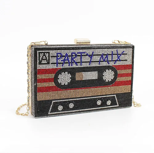 Miniatura 2 de Reberomantic Bolso cruzado retro con forma de radio para mujer, bolso cruzado de cuero de la PU de metal vintage de noche