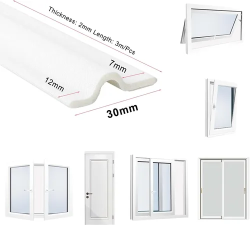 Miniatura 2 de Tira de sellado de espuma para ventana de 196 pulgadas, autoadhesiva, tira de sellado de puerta superior y lateral, cinta aislante de ventana Blanco